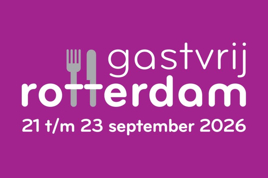 Logo Gastvrij Rotterdam2026 paars wit