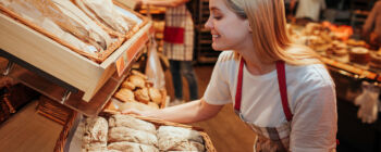 Young woman hold bakset with