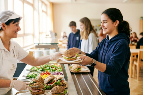 School cafetaria buffet lunch